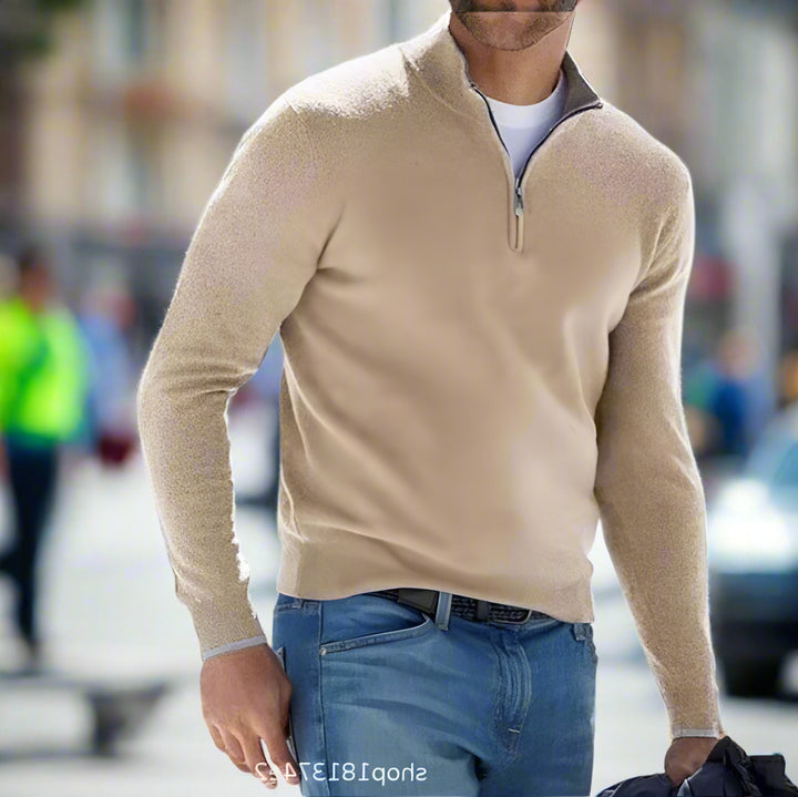 Men's Cashmere Zipper Basic Sweater