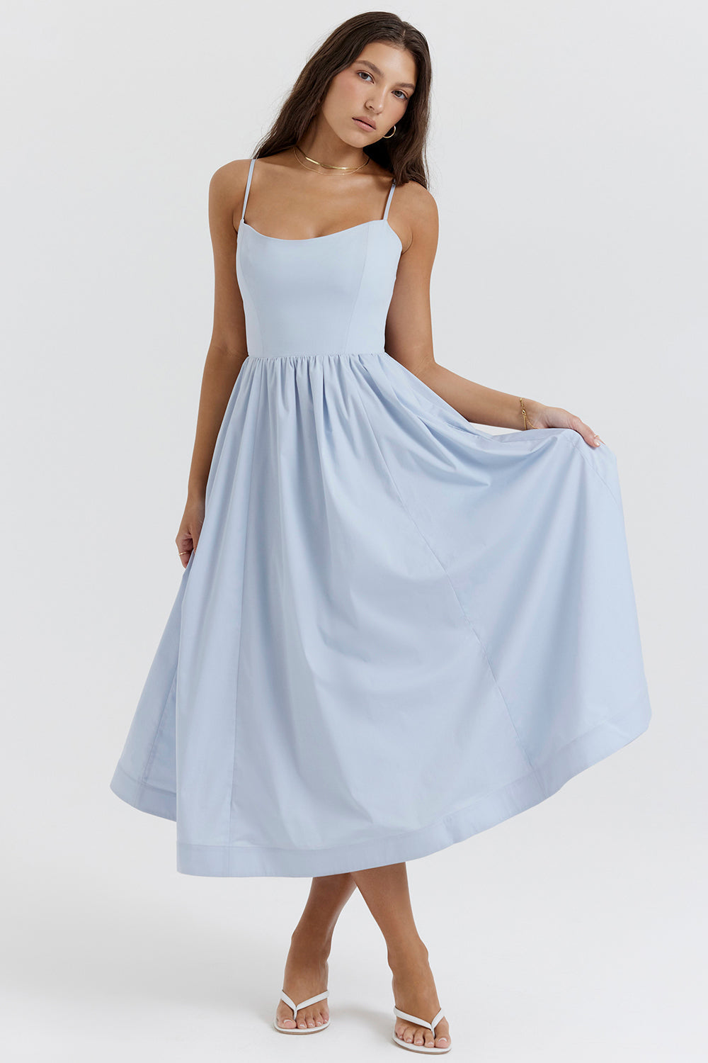 Vintage-Inspired Summer Dress with Square Neckline