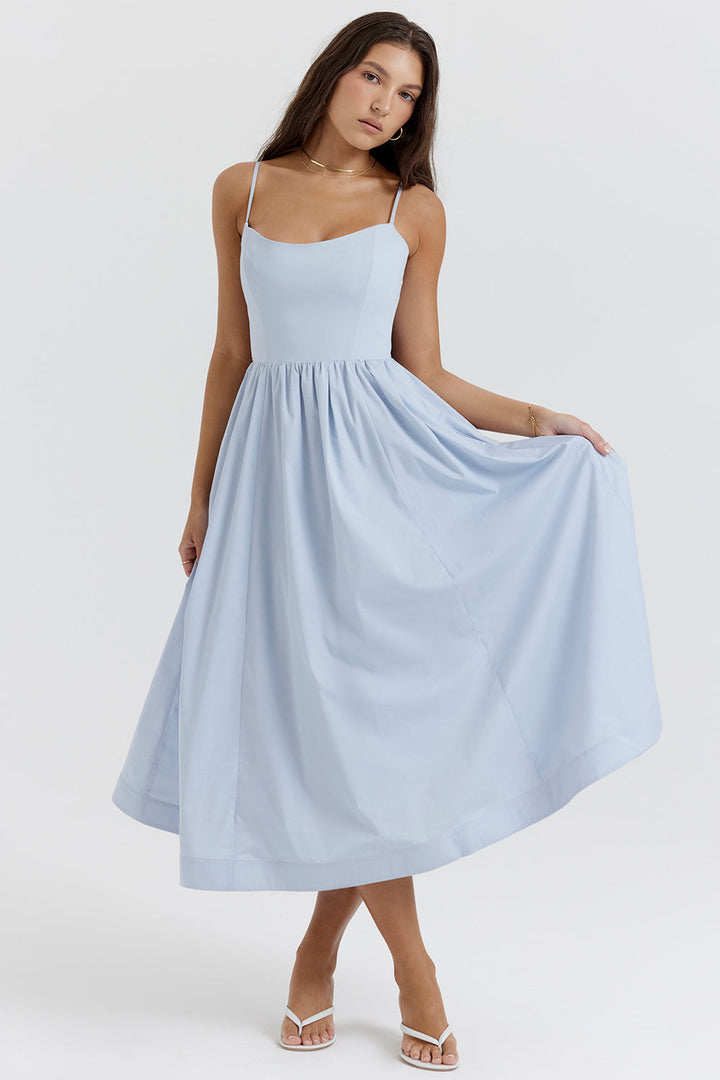 Vintage-Inspired Summer Dress with Square Neckline
