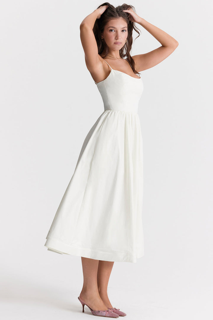 Vintage-Inspired Summer Dress with Square Neckline