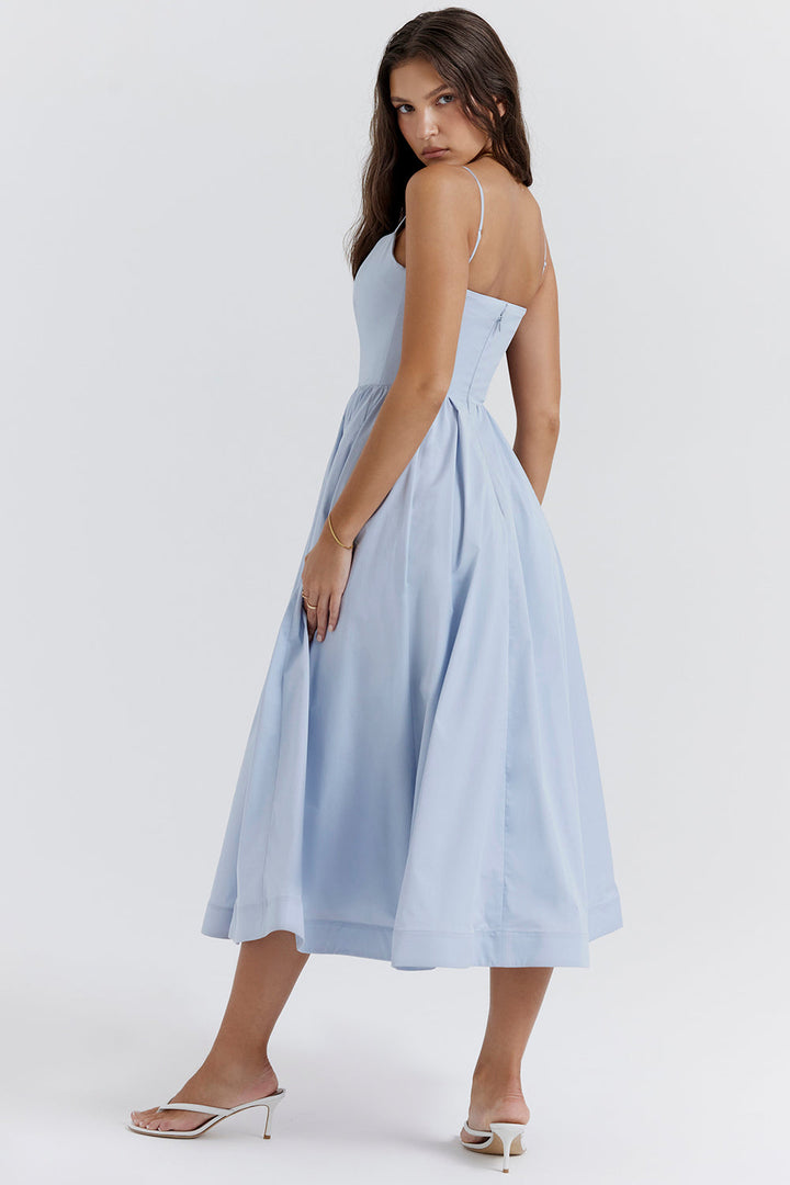 Vintage-Inspired Summer Dress with Square Neckline