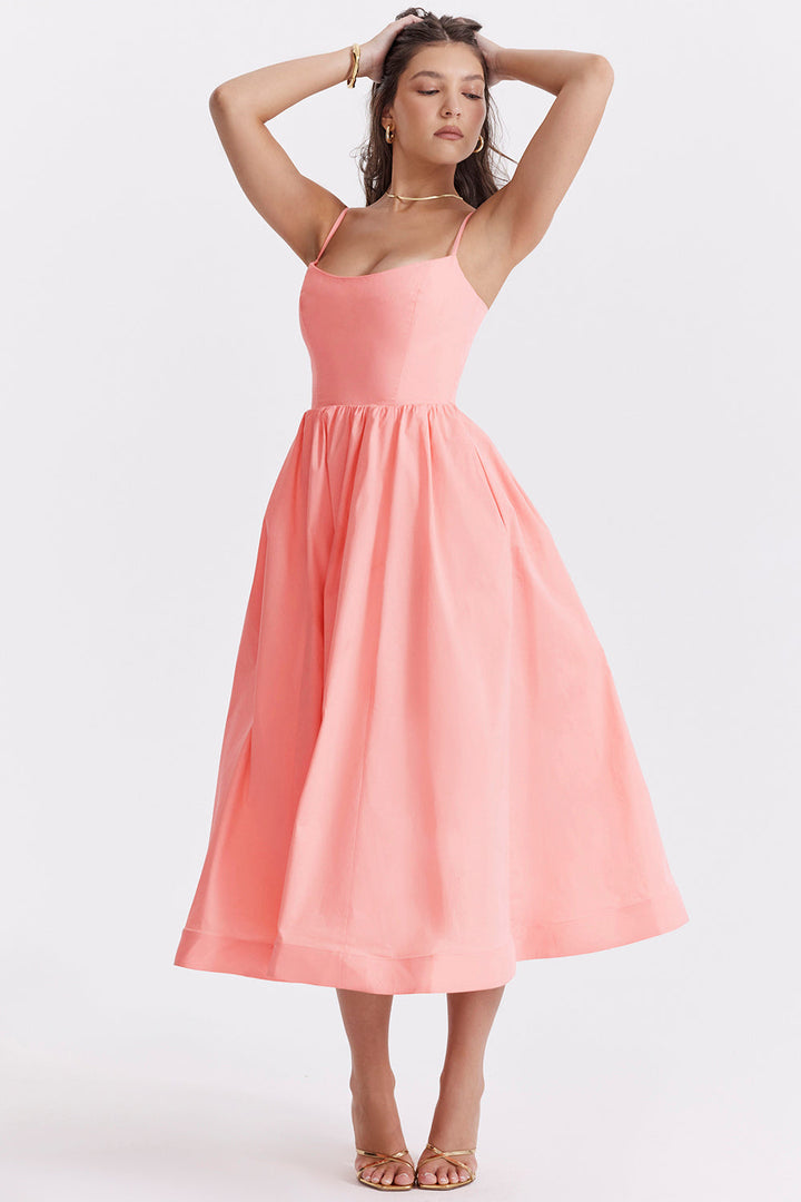 Vintage-Inspired Summer Dress with Square Neckline